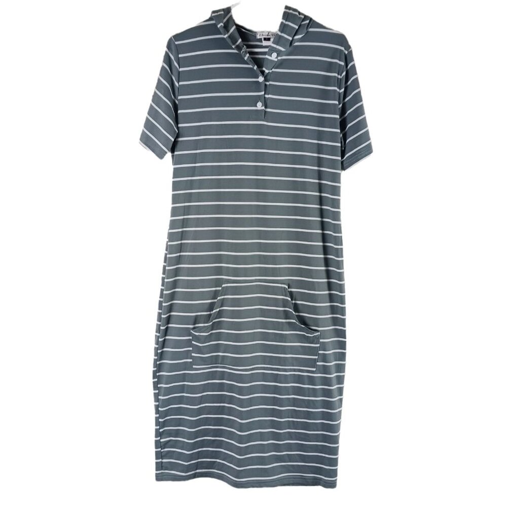 Z Avenue USA Stripe Hooded Midi Dress S